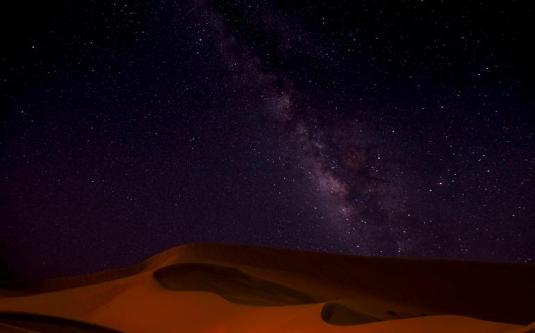 View of the Milky Way galaxy from the Abu Dhabi desert at night