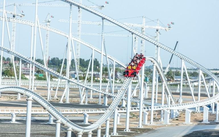 Formula Rossa, the fastest roller coaster in the world in Ferrari World amusement park at Yas Island - Abu Dhabi UAE