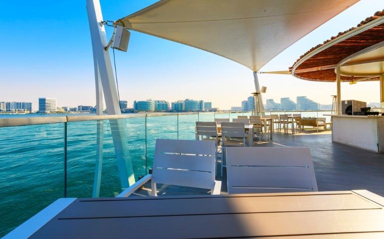 A waterfront cafe and restaurant along Yas Bay