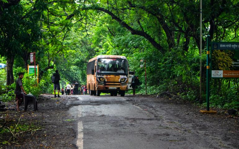 Bus inside Sanjay Gandhi National Park
