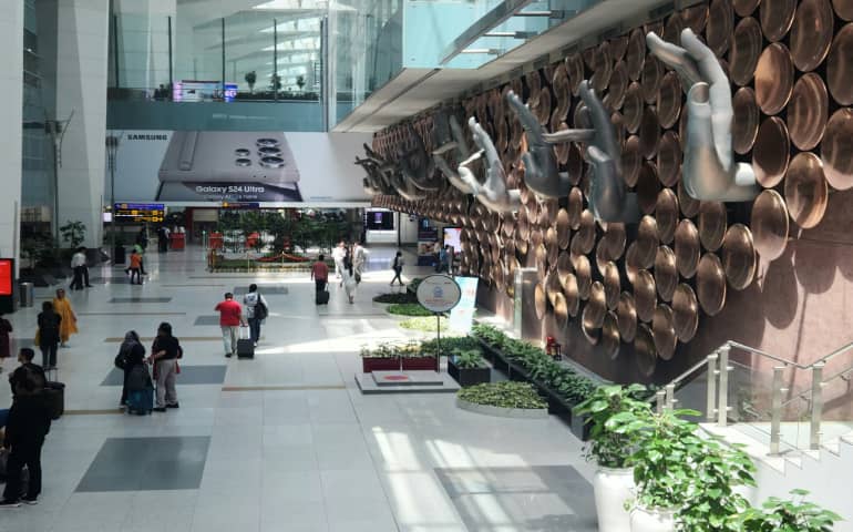 People walking at the Indira Gandhi International Airport