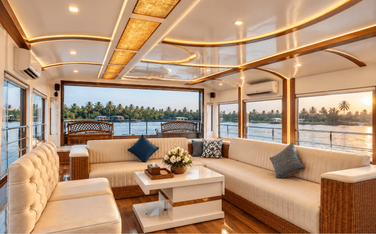 A luxurious stay, floating on Kerala’s backwaters.
Image Generated - AI