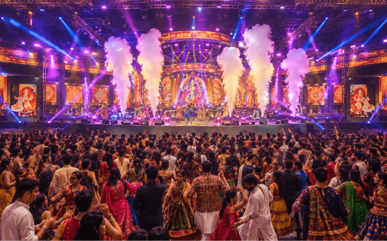 Dandiya at Mumbai's iconic venue.
Image Generated - AI