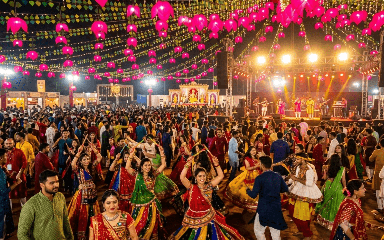 The vibrant Navratri festival at the ground
Image Generated - AI