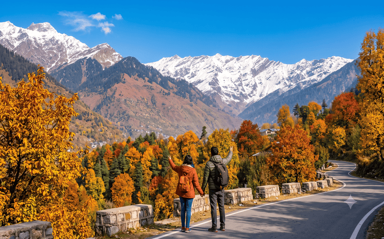 A couple enjoying the scenic views of the mountains
