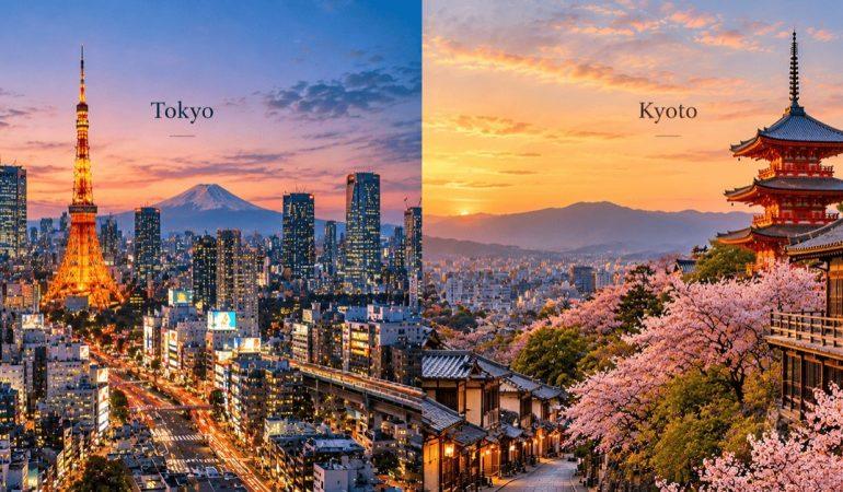 AI-generated image of Tokyo and Kyoto