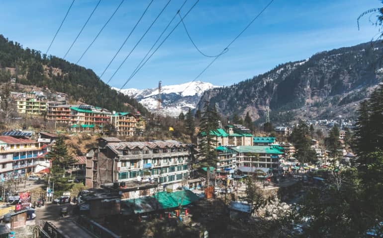 Views of the houses in Old Manali
