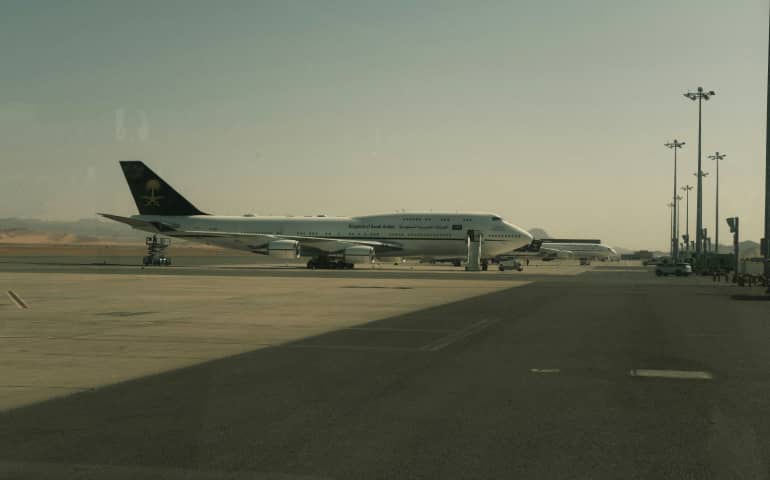 A plane standing on Riyadh Airport
