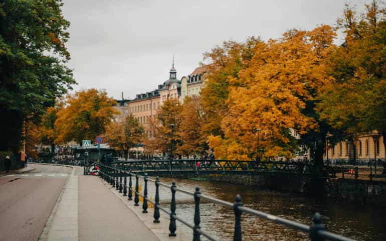 A river running throught the Uppsala city in Sweden