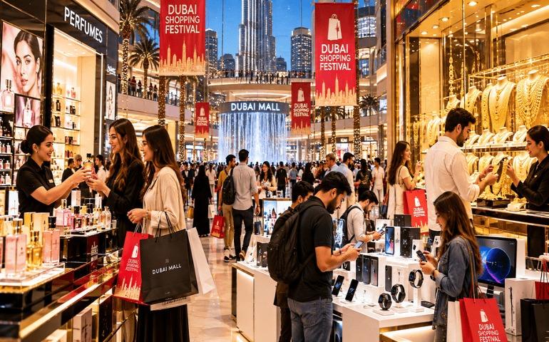 AI-generated image showcasing people buying different things from DSF.