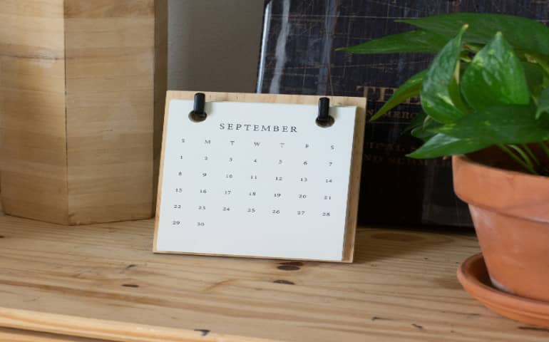 The month of September on the calendar