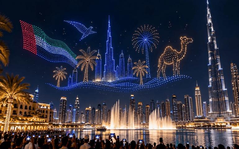 AI-generated image showcasing Dubai drone show