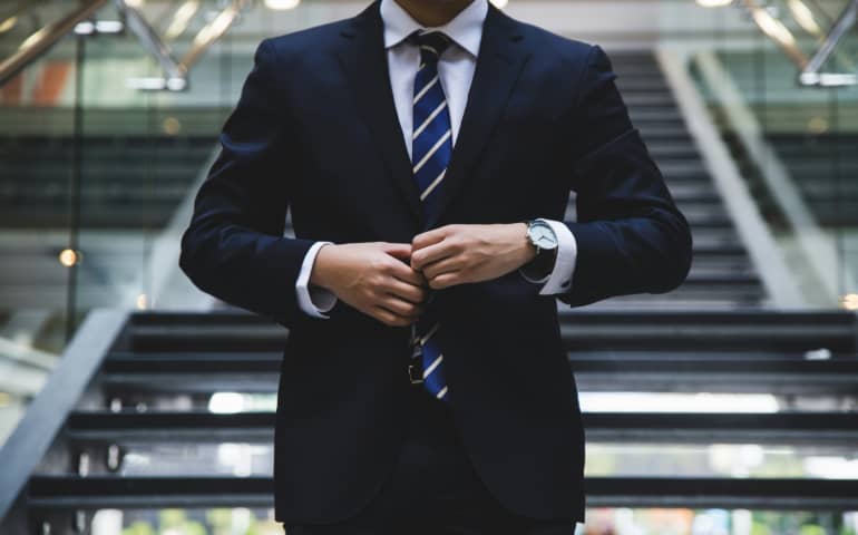 A man heading for a business meeting
