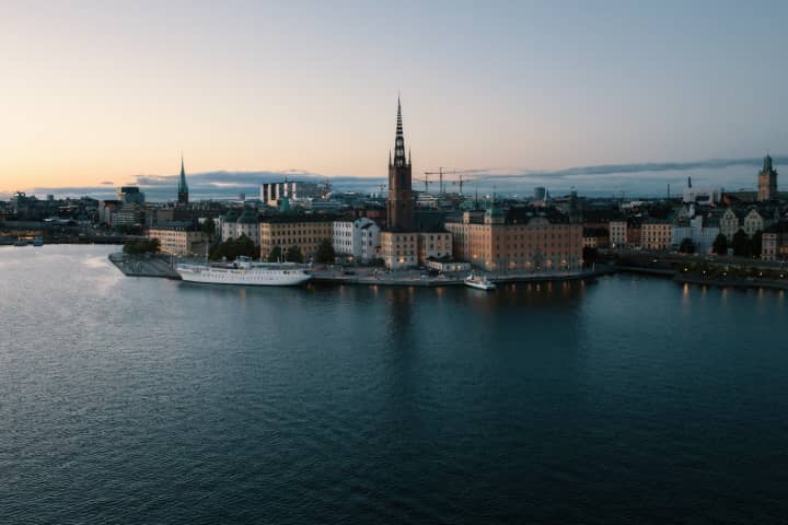 Scenery of a body of water besides Stockholm City