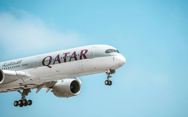 Qatar Airways flying in the air