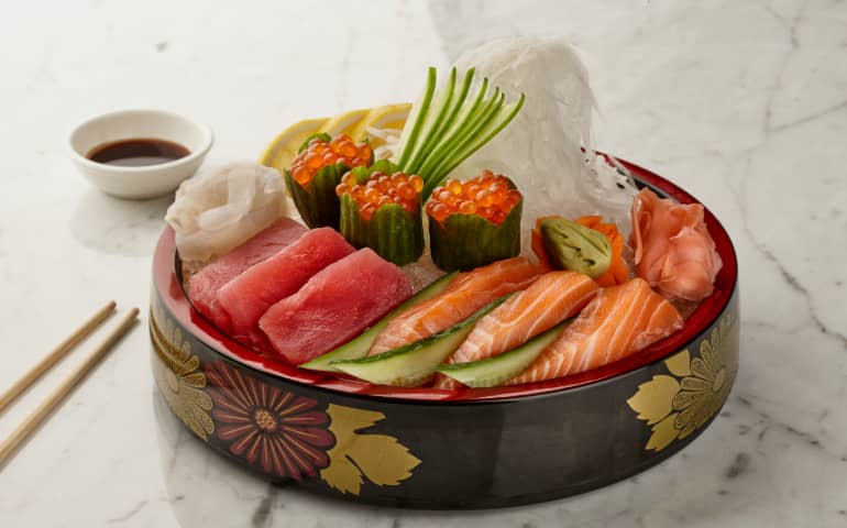 Famous Japanese food with chopsticks
