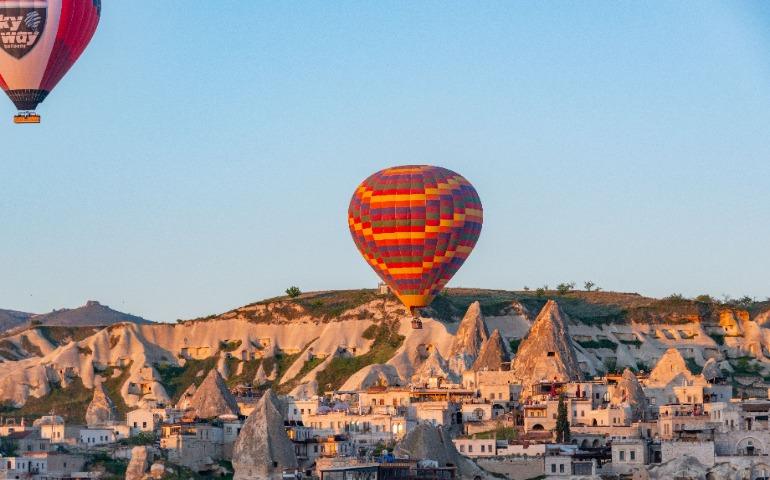 View of colorful hot air balloons soaring over Cappadocia
Image Credit: Diego F. Parra/Pexels