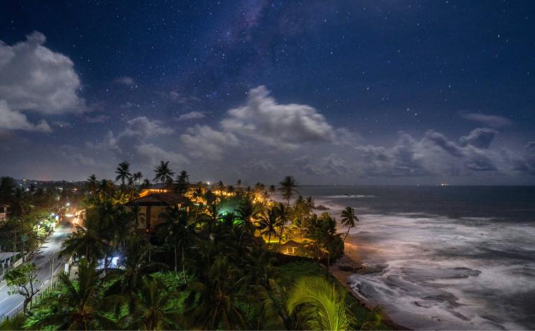 A mesmerising view of Sri Lanka's Galle's coastline, a starry night sky with palm trees and ocean.
Image Credit:
Atlantic Ambience/Pexels