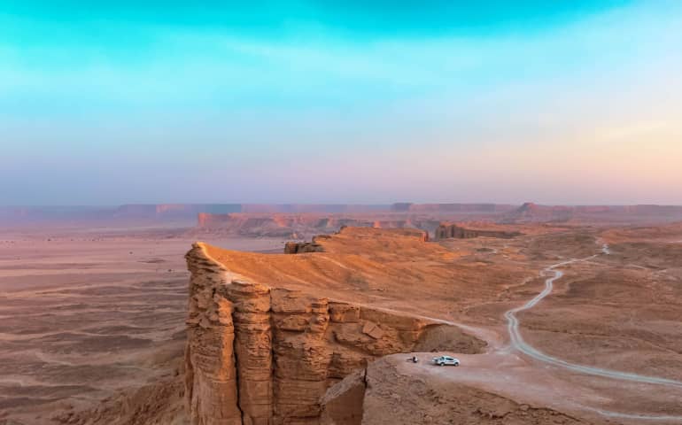 Aerial view of the cliff in desert