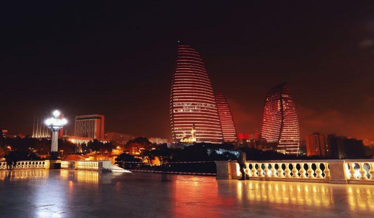 View of Baku's Flame Towers with glowing red lights
Image Credit: Nabi Söhrablı/Pexels
