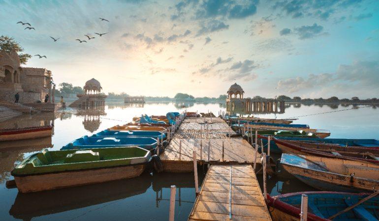 olorful boats docked at Gadsisar Lake
Image Credit: Prakash Yadav/Pexels