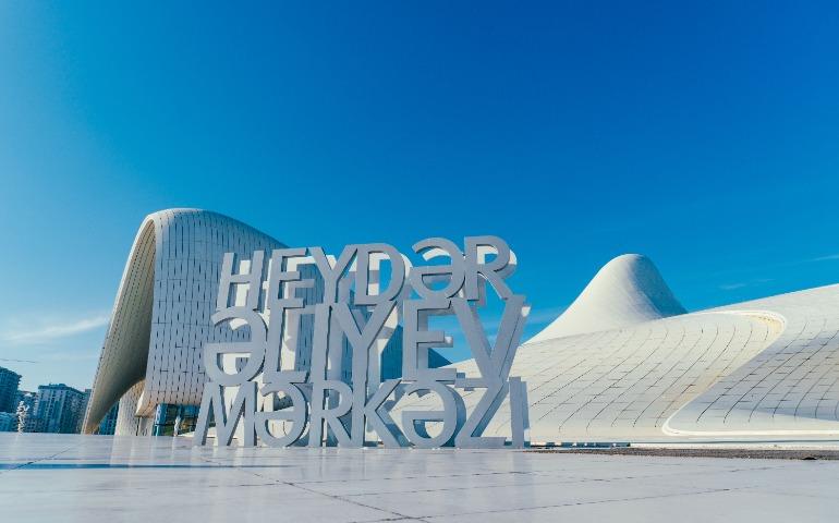 Heydar Aliyev Center with clear blue skies in Baku.
Image Credit: Zulfugar Karimov/Pexels