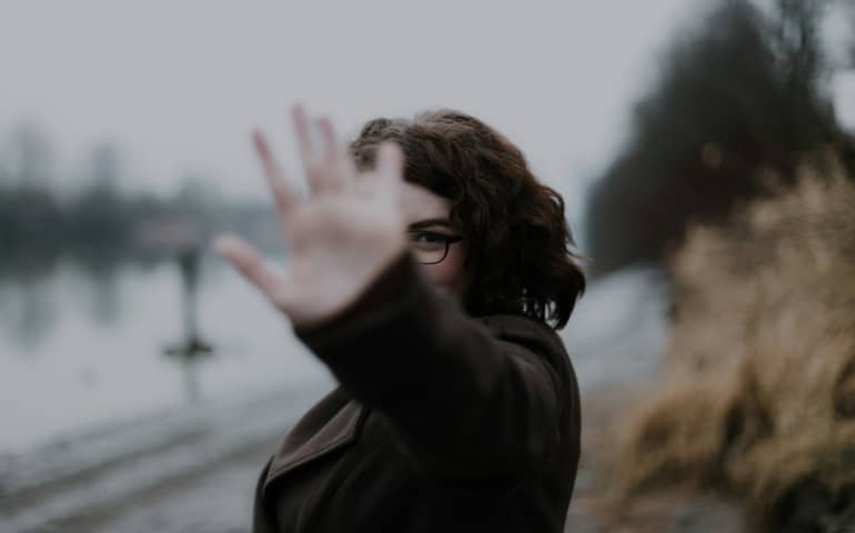 A person showing her hand
