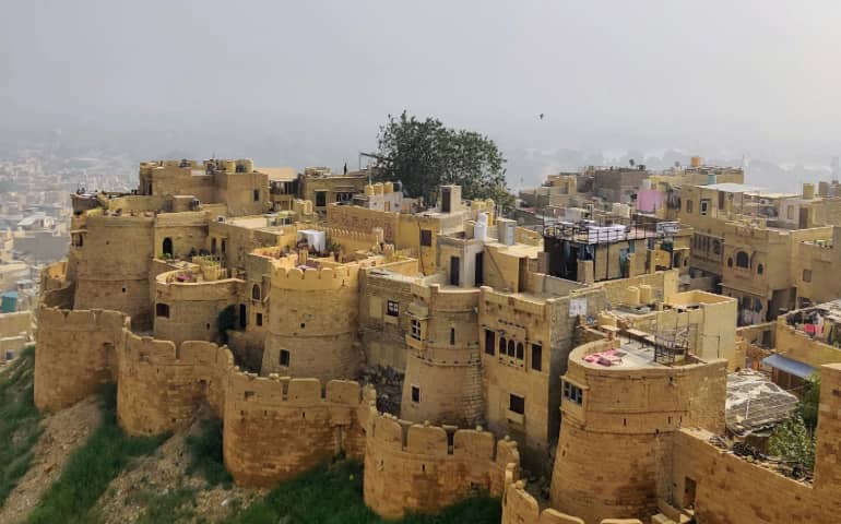 Stunning top vies of Jaisalmer in Rajasthan, India
