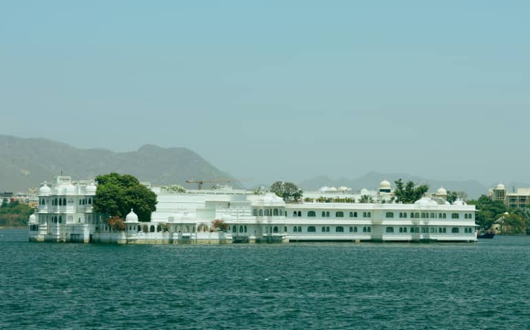 Outside view of Taj Lake Palace in Udaipur