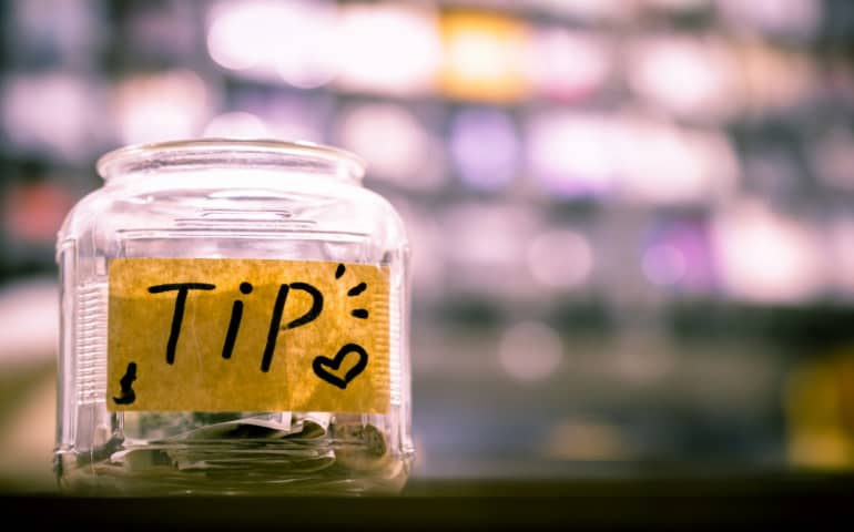 Tip written on a jar