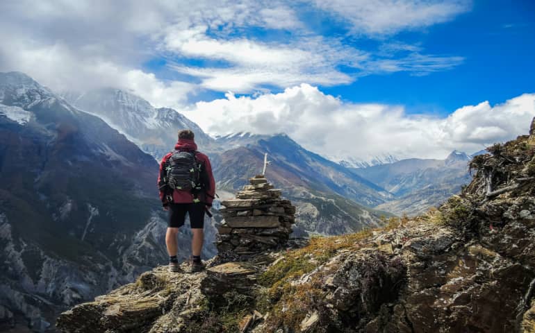 A man standing on the mountain