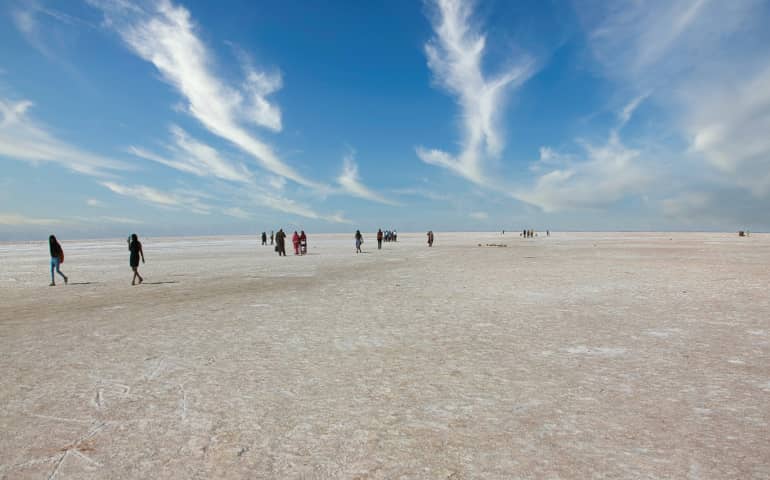 People exploring on the Rann of Kutch