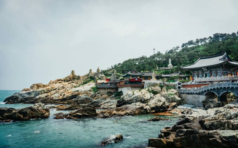 Houses near the body of water in Busan
