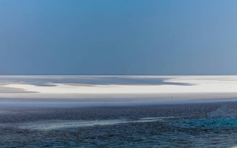 The accumulation of salt in between the ocean looks like a small island in Rann Of Kutch
