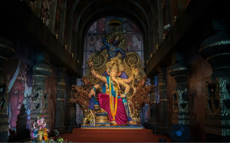 Inside Ganpati Mandal