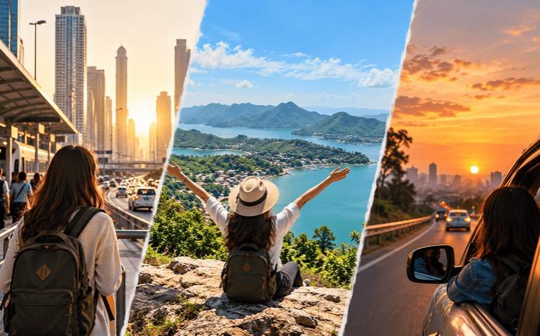 AI-generated image showcasing a city-to-countryside escape.