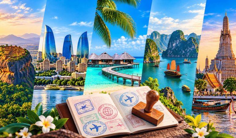 AI-generated image showcasing five visa-friendly countries to visit from India in 2026.