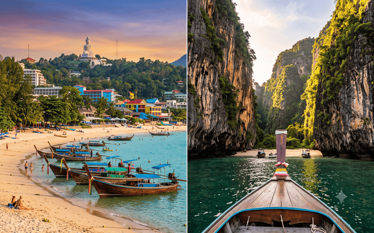 Two different images of Phuket and Krabi Island
