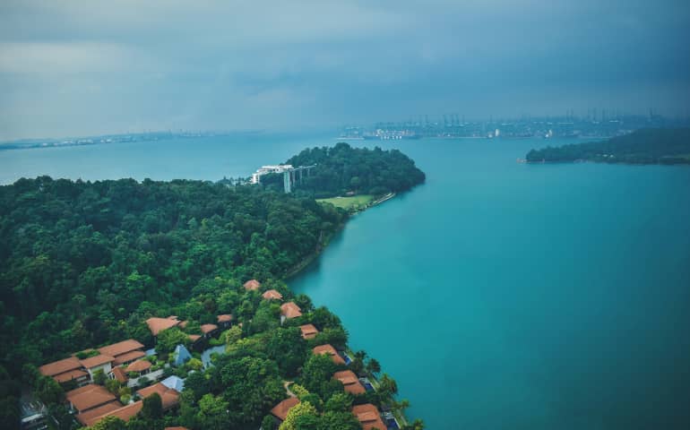 Bird's eye view of Sentosa Cable Car Ride
