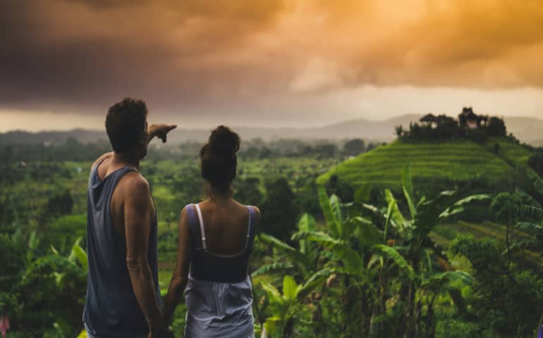 A couple in Sidemen village in Bali
