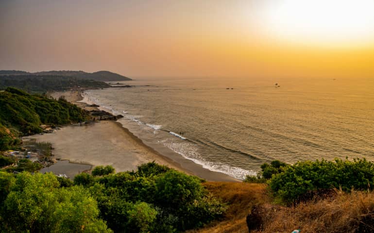 Vagator beach view from Chapora fort