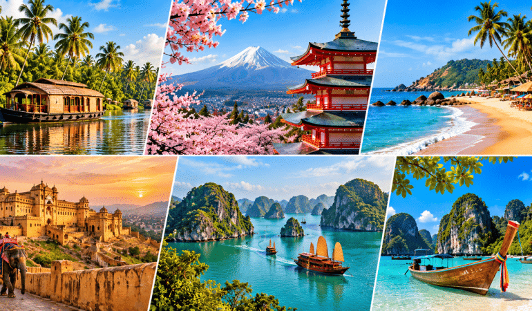 AI-generated image of showcasing domestic vs international trip destination