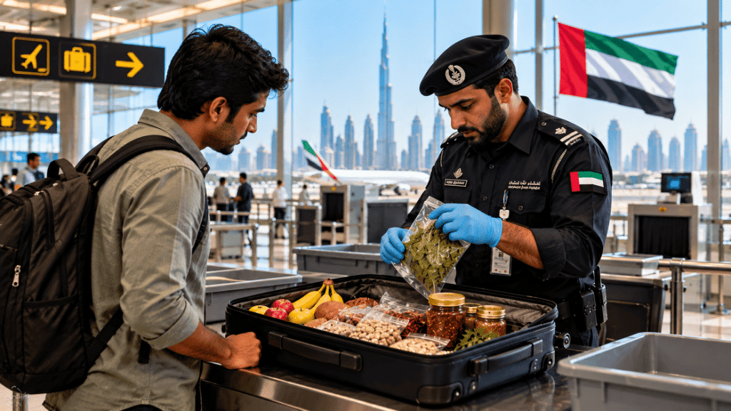 AI-generated visualisation of a baggage inspection at a UAE airport.