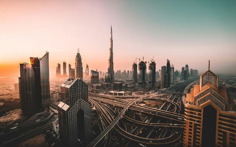 Sunrise shot of Downtown Dubai and Burj Khalifa.
Image Credit: David Rodrigo/Unsplash