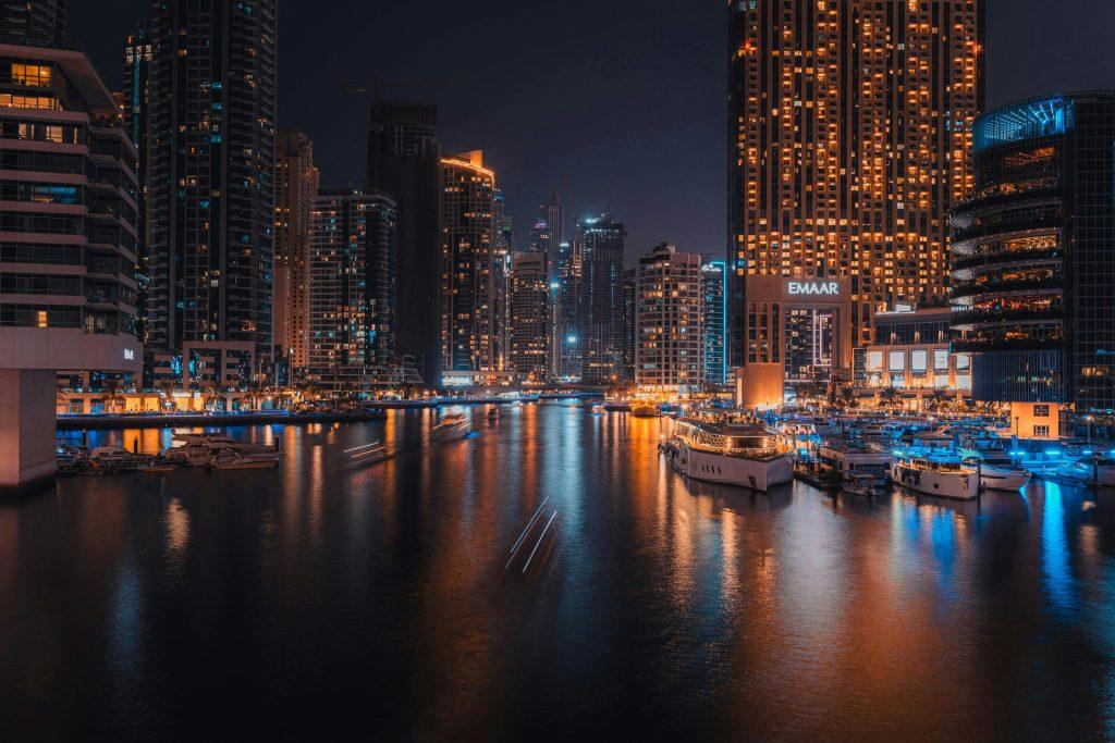Stunning views of Dubai Marina at night