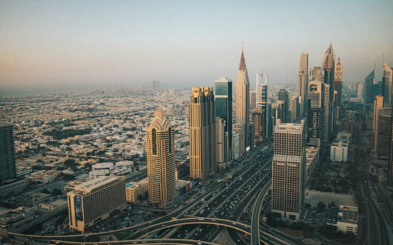 Aerial views of Dubai's skyline