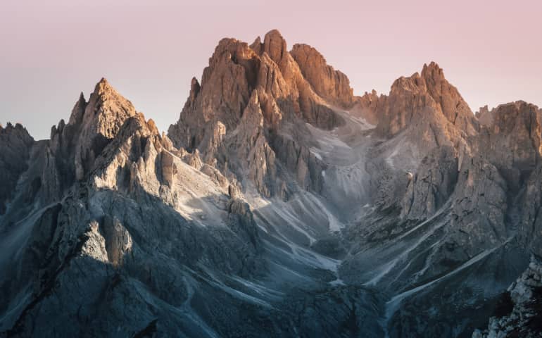 Unreal views of the Dolomites Mountains in Italy
