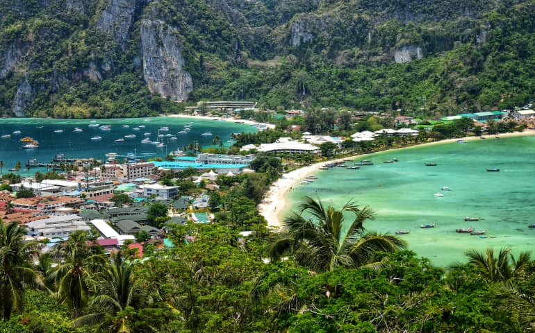 Beautiful beaches in Phi Phi Islands, Krabi, Thailand