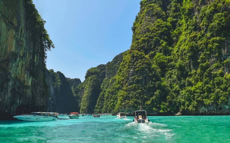 People enjoying a boat ride in Krabi Island
