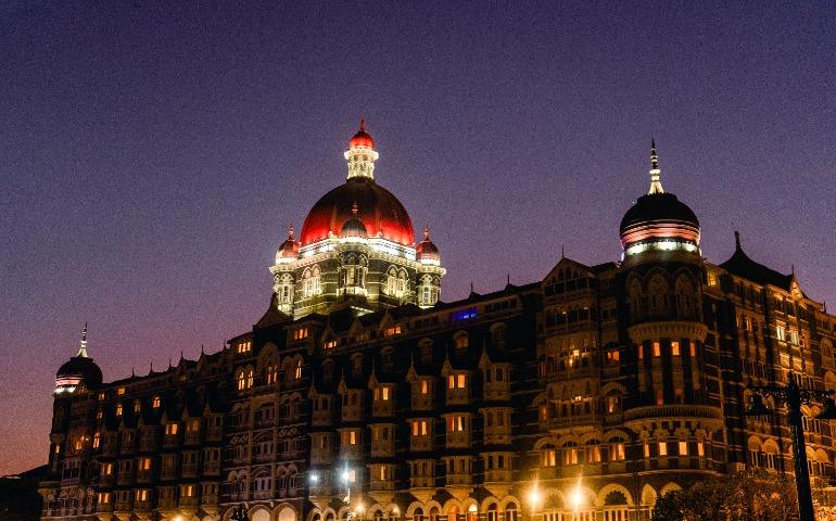 The iconic Taj Mahal Palace in Mumbai illuminated by twilight
Image Credit: Tarak B/Pexels